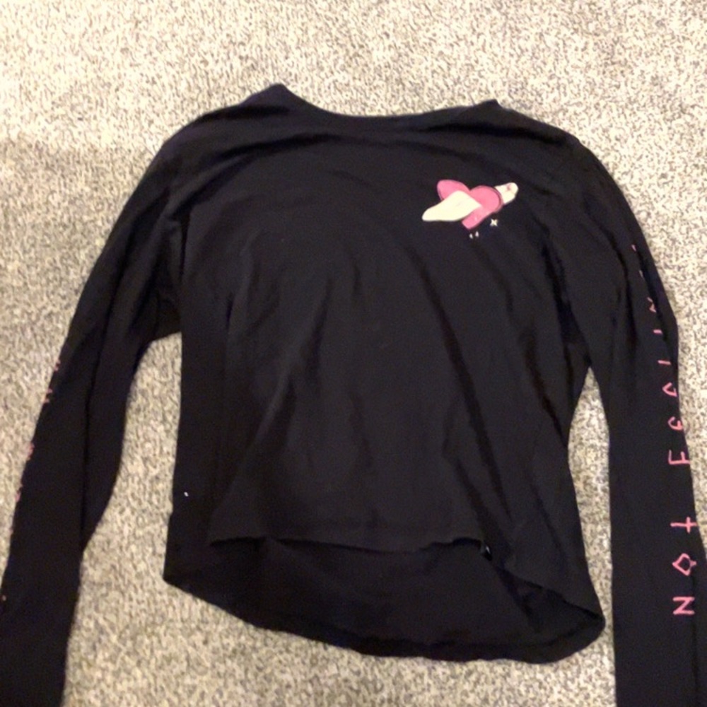 Hurley Black and Pink Long Sleeve Tee Relaxed Fit